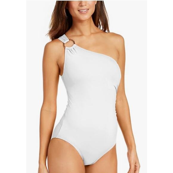 MICHAEL Michael Kors Other - NEW Michael Michael Kors One Shoulder White One Piece Swimsuit Size 4 O Ring NWT